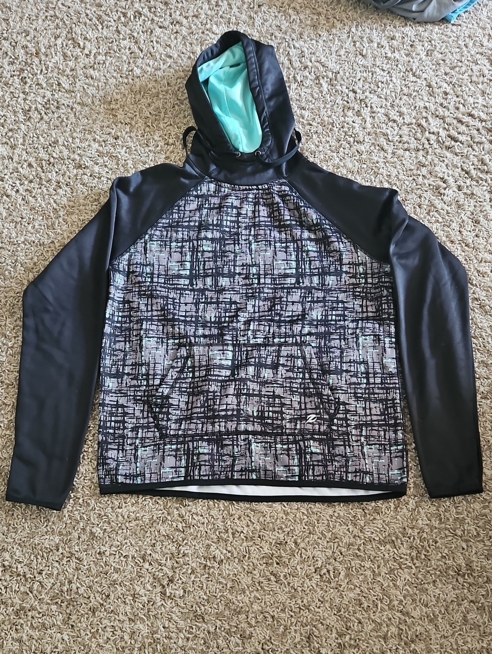 Energy Zone Black and Mint Athletic Hoodie
